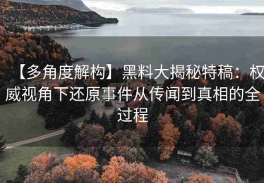 【多角度解构】黑料大揭秘特稿：权威视角下还原事件从传闻到真相的全过程