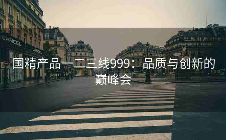 国精产品一二三线999：品质与创新的巅峰会