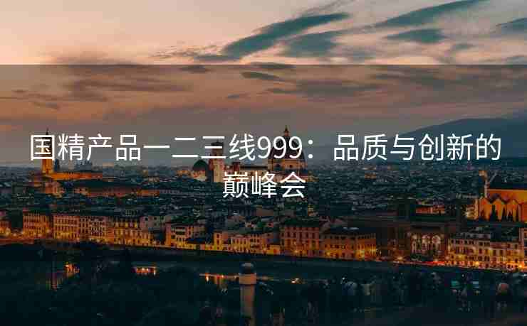 国精产品一二三线999：品质与创新的巅峰会