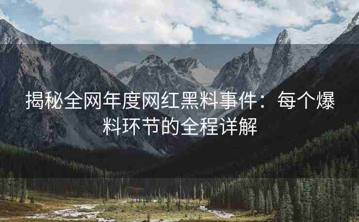 揭秘全网年度网红黑料事件：每个爆料环节的全程详解
