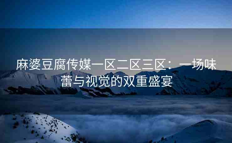 麻婆豆腐传媒一区二区三区：一场味蕾与视觉的双重盛宴